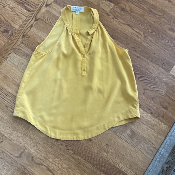 Anthropologie Cloth & Stone sleeveless top.  Dark yellow button front detail M - Picture 8 of 8